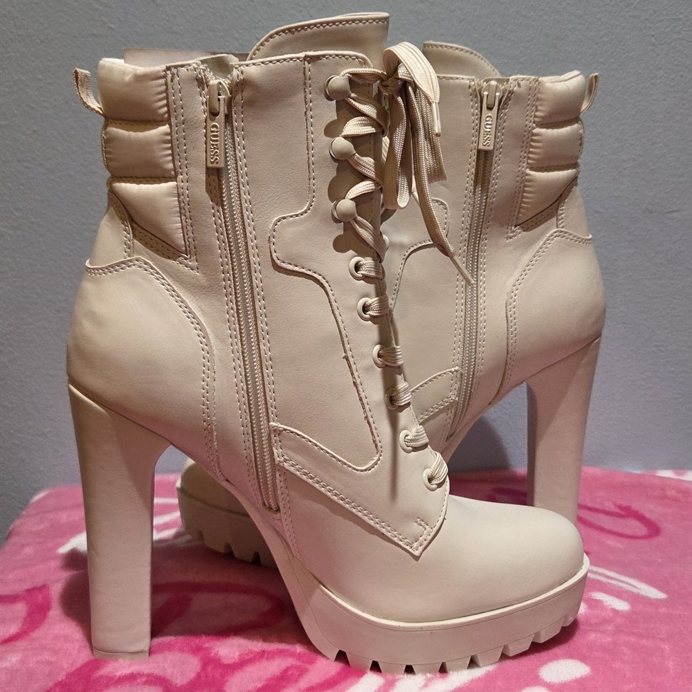 Guess Women's Talore Faux Leather Heeled Ivory Boot, Size 10M - Picture 4 of 11